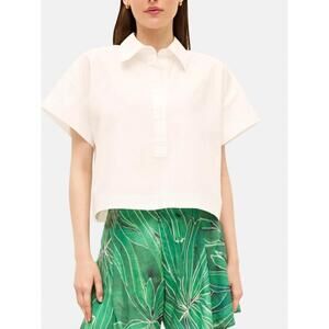NEW MARIE OLIVER evelyn crop shirt in oyster